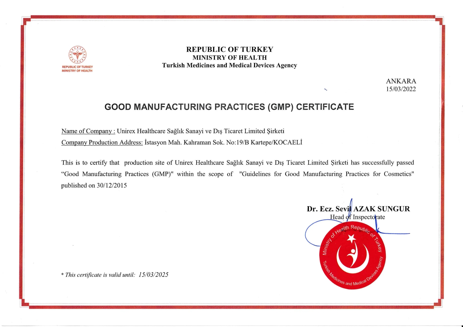 GMB certificate